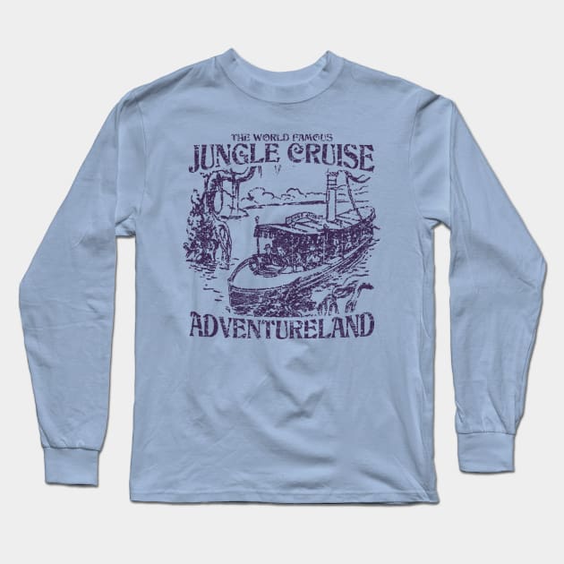 World Famous Jungle Cruise - Adventureland (Dark Blue) Long Sleeve T-Shirt by Mouse Magic with John and Joie